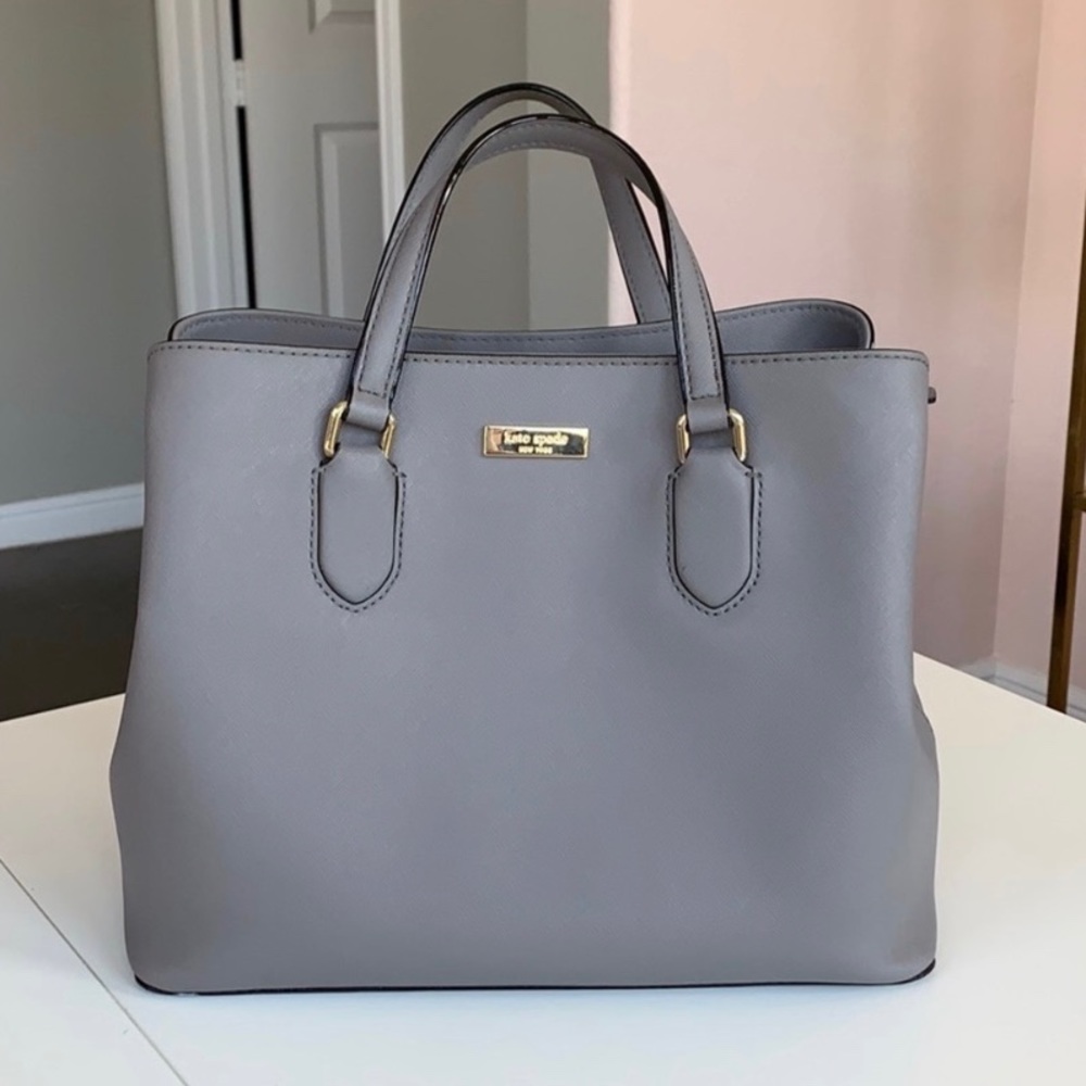 Kate Spade Purse Gray Leather With Strap